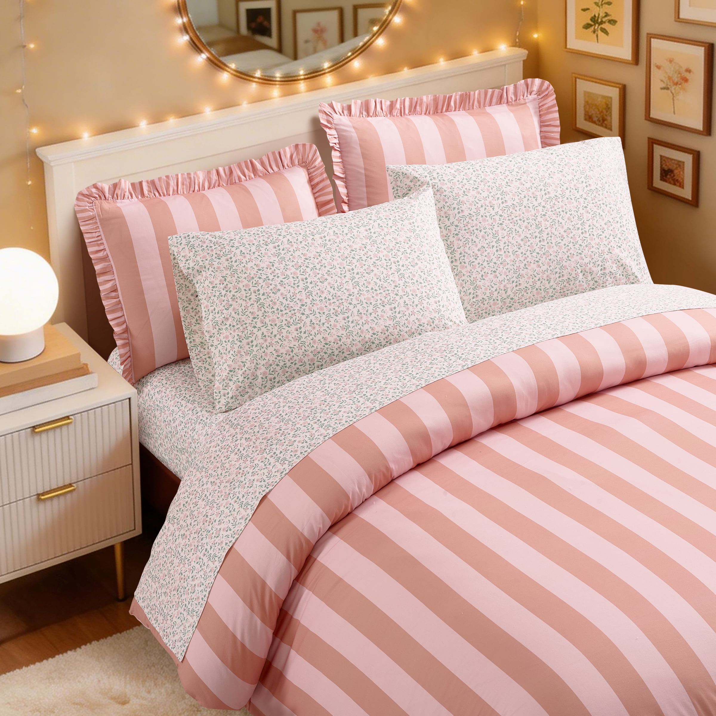 Mainstays DQ Ditsy Floral Sheet Set, 4-Piece, Multi, Adult.
