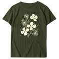 thumbnail image 4 of KIHOUT Nouveau Haut de Mode d'Été pour Femmes 2025, Haut à Manches Courtes Col Rond Décontracté Imprimé Fluide Vert Armée 3TG, 4 of 5