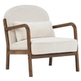thumbnail image 1 of Mid-Century Modern Boucle Fabric Accent Chair, Fabric - White & Walnut, 1 of 8