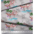 thumbnail image 3 of Soimoi Grey Crepe Silk Fabric Palm Tree, & Flamingo Bird Decor Fabric Printed Yard 42 Inch Wide, 3 of 3