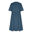thumbnail image 4 of Robe Longue d'Été pour Femmes en Coton et Lin Grande Taille, Col Ras du Cou, Décontractée, Ample, Tunique, Robe T-Shirt, Robe de Printemps avec Poches, 4 of 6