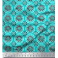 thumbnail image 1 of Soimoi Poly Georgette Fabric Floral Block Printed Craft Fabric by The Yard 42 Inch Wide, 1 of 3
