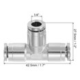 thumbnail image 2 of Unique Bargains 1/4 Inch OD Tee Push To Connect Tube Air Line Fittings Nickle-Plated, Silver 2Pcs, 2 of 4