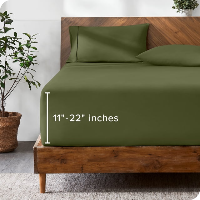 Bare Home Fitted Sheet - 22" Extra Deep Pocket - Premium 1800 Collection - Queen, Cypress
