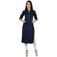 thumbnail image 3 of Bimba Kurta Kurti Tendance en Coton pour Femmes Tunique à Manches 3/4 avec Poches Blouse, 3 of 9