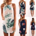 thumbnail image 1 of Women's Summer Halter Neck Sleeveless Slip Dress Printing Slim Prom Party Mini Dress, 1 of 7