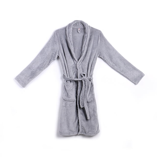 Faithtur Men Shawl Bathrobe Robe Coat Long Gown Padded Plus Velvet Nightwear