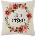 thumbnail image 1 of "He is Risen" Square Pillowcase 18x18 Decorative Linen Cushion Cover with Zipper Closure for Bed Dorm Car and Study Decor, 1 of 6