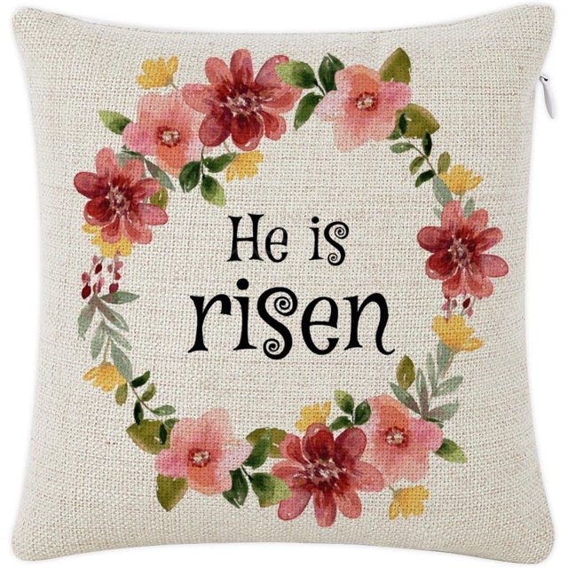 "He is Risen" Square Pillowcase 18x18 Decorative Linen Cushion Cover with Zipper Closure for Bed Dorm Car and Study Decor