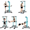 thumbnail image 3 of SOGES Height Adjustable Power Tower Dip Stands Pull up Bar Strength Training for Home Gym Blue, 3 of 7