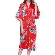 Birdeem Women Bathrobes Peacock Kimono Long Dressing Gown Japanese Robe Dress
