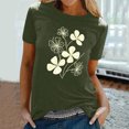 thumbnail image 2 of KIHOUT Nouveau Haut de Mode d'Été pour Femmes 2025, Haut à Manches Courtes Col Rond Décontracté Imprimé Fluide Vert Armée 3TG, 2 of 5