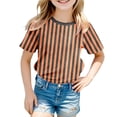 thumbnail image 1 of GDREDA T-Shirt Graphique à Manches Courtes Rayé de Carnaval pour Garçons, Chemise de Fête Colorée, Haut Décontracté Confortable pour Enfants, Orange,120, 1 of 4