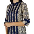 thumbnail image 1 of Bimba Kurta Droite en Coton Bleu à Col Mandarin pour Femmes avec Poches, Tunique Blouse Décontractée d'Été, 1 of 2