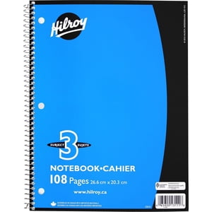 Hilroy 3 Subject 108pg Notebook