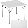 thumbnail image 1 of FDW Square Folding Outdoor Dining Table, 34-Inch Portable Height-Adjustable Party Table with Carry Handle, Plastic, White, 1 of 7
