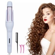 2 in 1 Flat Iron Hair Straightener Automatic Hair Curler Rotating Electric Curling Iron 3 Temperature Adjustable Curling Wand PTC Heating with Rotating Cord