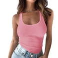 thumbnail image 2 of Women’s Workout Scoop Neck Tank Top Ribbed Sleeveless Cami Lightweight Solid Basic, 2 of 6