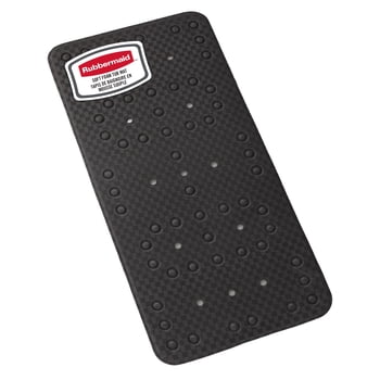 Tapis de baignoire et de douche en mousse souple Rubbermaid pour salle de bain, antidérapant avec trous d’évacuation rapide, 91 x 43 cm, noir