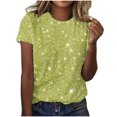 thumbnail image 1 of Plebaso T-Shirts de Mode pour Femmes à Imprimé Scintillant, Manches Courtes, T-Shirts Graphiques, Hauts Décontractés à Col Rond, 1 of 4
