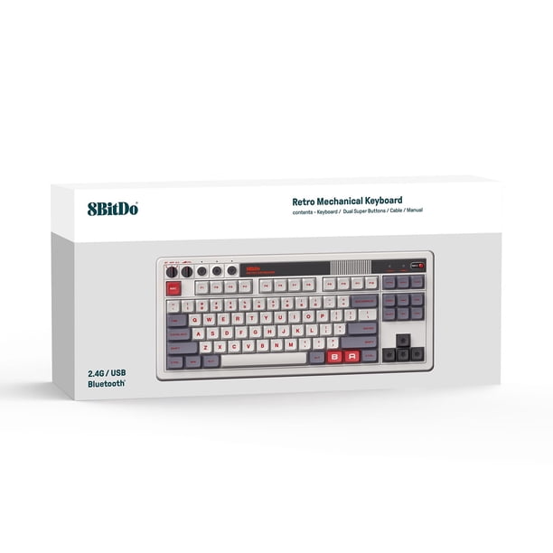 キーボード 8Bitdo Retro Mechanical Keyboard 8BitDo Retro Mechanical Keyboard, Bluetooth/2.4G/USB-C Hot