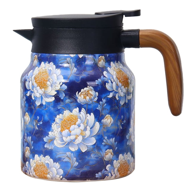 Théière en Acier Inoxydable Isolée à Motif Floral avec Infuseur Intégré pour une Infusion Optimale du Thé en Vrac et une Utilisation Portable en Voyage