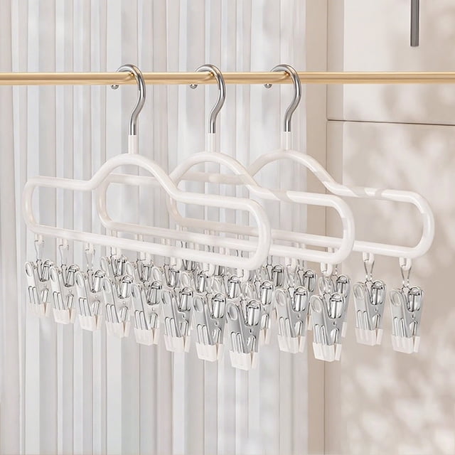 EGNMCR Closet Organizers and Storage, Organization and Storage, Storage Bins, Stainless Steel Hook Drying Rack With Clips Multifunctional Clothes Drying Rack Suitab Stainless steel clothe drying rack