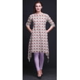 thumbnail image 3 of Bimba Hauts Imprimés Floraux Feuilles Violettes et Lotus pour Femmes Kurti Asymétrique Robe d'Été pour Filles Très Grand, 3 of 6