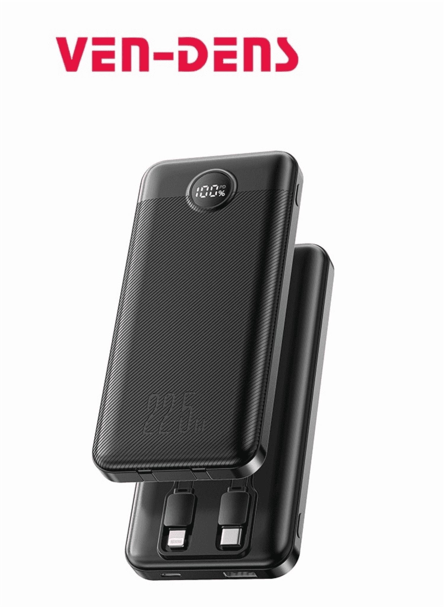 22.5W Fast Charging 10000mAh Power Bank with Built-in Cables and Digital Display (VD-PB047) – Black