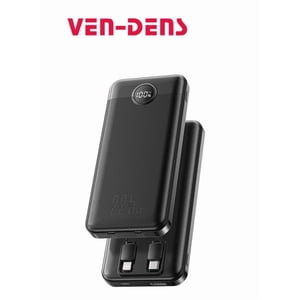 22.5W Fast Charging 10000mAh Power Bank with Built-in Cables and Digital Display (VD-PB047) – Black
