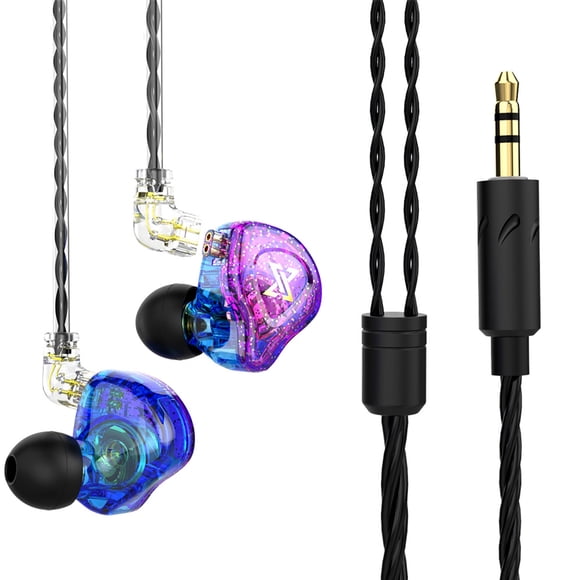 QKZ 2 Pieces Earphones HiFi Stereo Headphone 3.5mm HiFi Stereo Detachable In-ear Headset 2pin Earbuds, Colorful, Type 1