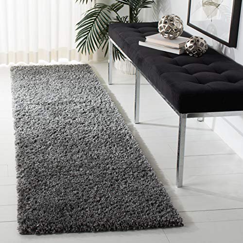 Safavieh August Shag Collection AUG900F Solid 1.2-inch Thick Runner, 2'3" x 10' , Grey