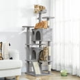 thumbnail image 2 of PawHut 54" Cat Tree Tower with Scratching Posts, Cat Condos, Light Grey, 2 of 10