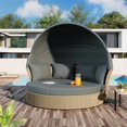 thumbnail image 2 of Merax Lit de Jour de Patio Extérieur en Osier Rotin, Lit de Jour Double Rond, Ensemble de Meubles avec Auvent Rétractable, 4 Coussins pour Pelouse, Jardin, Cour Arrière, Véranda, Piscine, 2 of 4