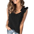 thumbnail image 1 of New Women's Swiss Dot Woven Sleeveless Top Ruffled Straps Blouse Solid Color Tunic, 1 of 1