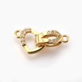 thumbnail image 4 of HLONK 5Set Brass Micro Pave Cubic Zirconia Fold Over Clasps Flat Round Clear Real Platinum Plated 32mm Inner  4.5mm, 4 of 4