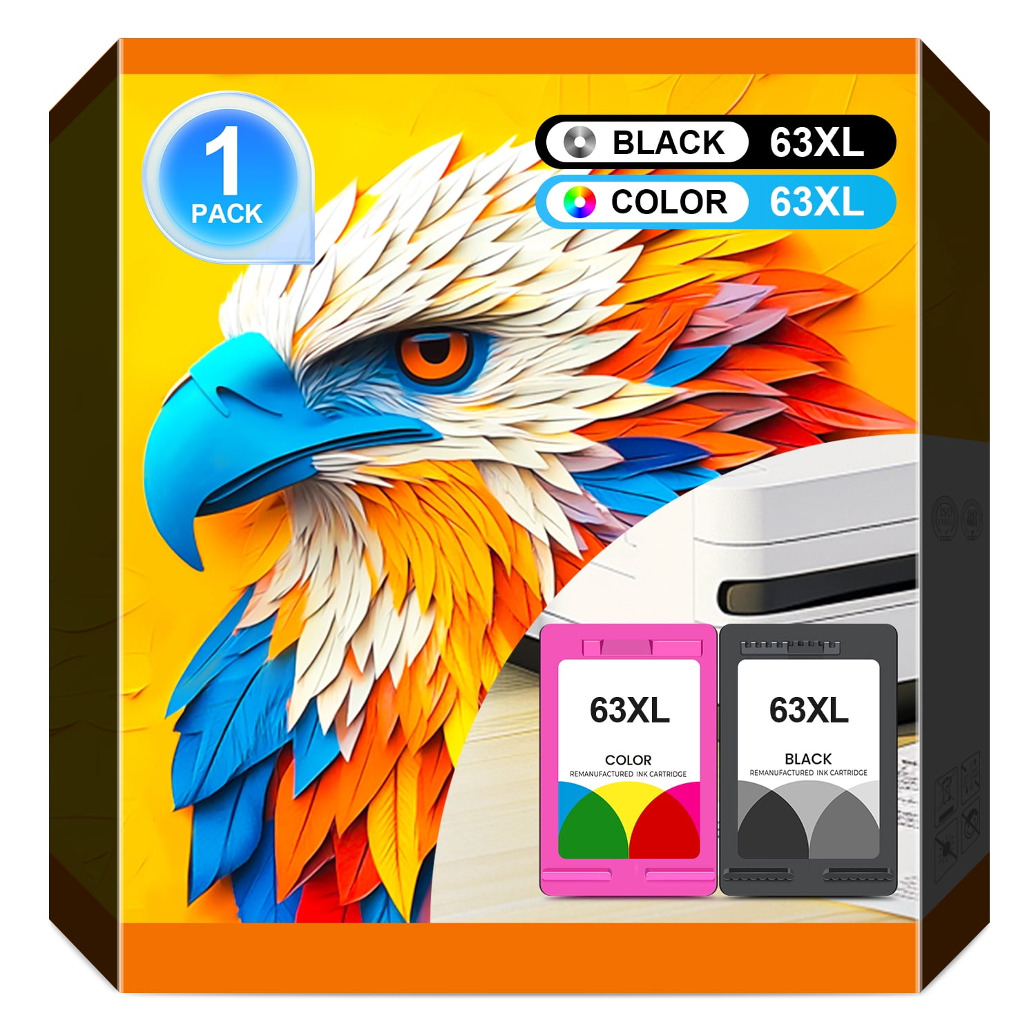 HP Printer Ink 63 for HP 63XL Black Color Ink Cartridge Compatible for ...