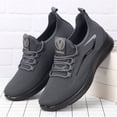 thumbnail image 2 of Men's Sneakers Under $25 Fashion Spring and Summer Men Sports Shoes Flat Bottom Light Slip On Elastic Fly Woven Mesh Breathable Comfortable Casual Sneakers Male Shoes(Grey,9), 2 of 6