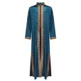 thumbnail image 3 of Moggemol Garçons Tunique Maxi à Manches Longues Dubai Traditionnel Satin Soyeux Faux Fendu Robe Bleu Foncé 6, 3 of 7