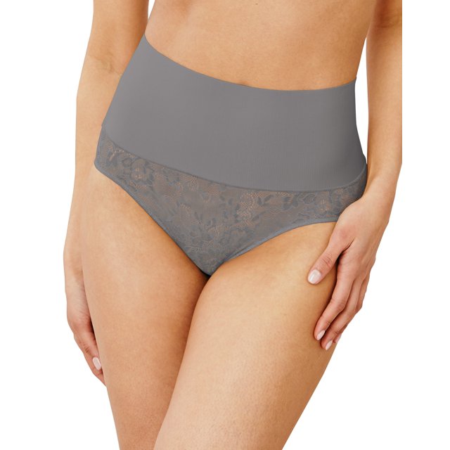 Maidenform Womens Tame Your Tummy Brief, L, Silver Filigree Swing Lace