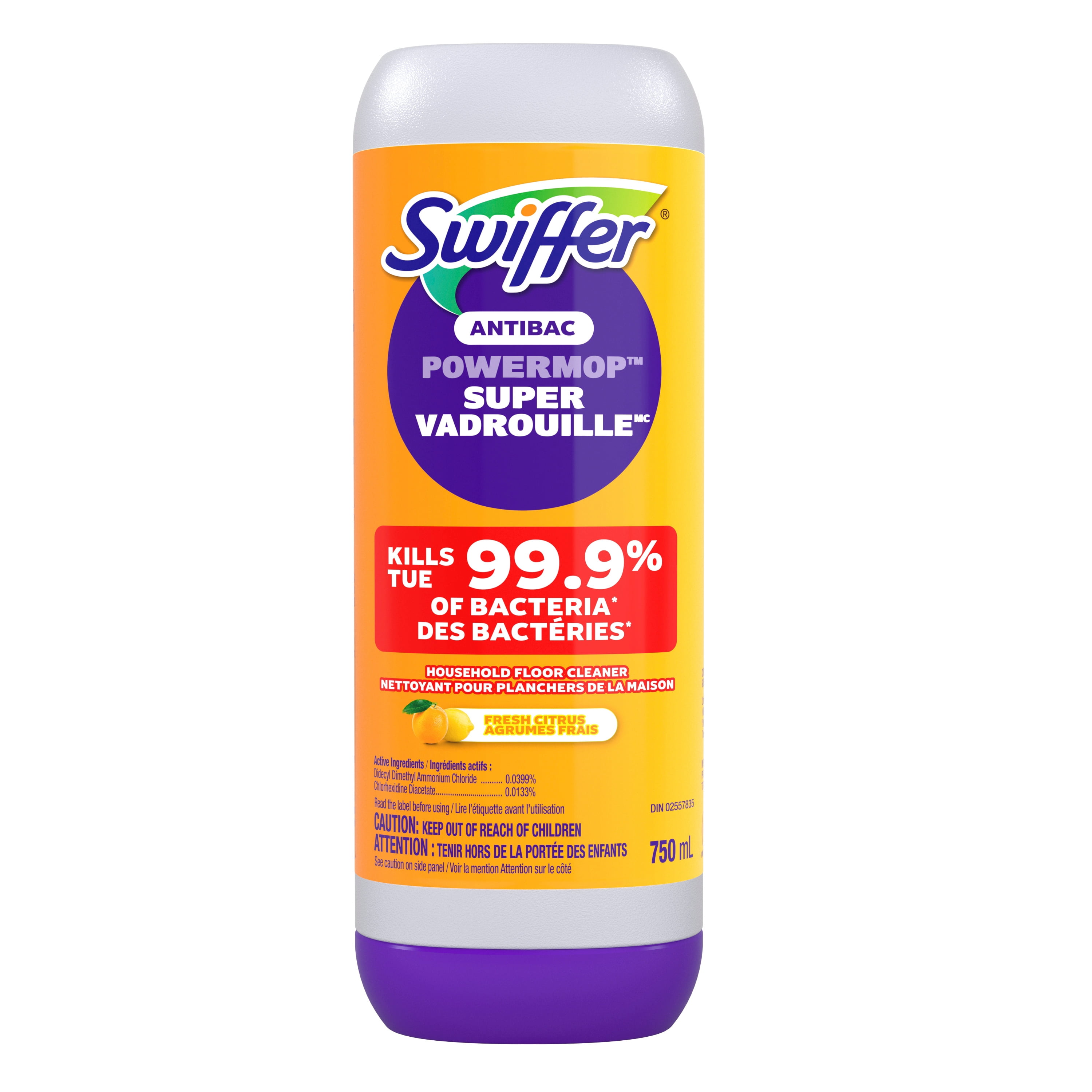 Swiffer SuperVadrouille, recharge de solution antibactérienne, Citron, paquet de 1