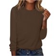 thumbnail image 1 of AherBiu Womens Long Sleeve Tops Crewneck Basic Layer Top Tee Tshirts Solid Color Dailywear, 1 of 4