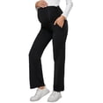 thumbnail image 1 of Maternity Flare Pants Over The Belly Stretchy Wide Leg Trousers For Pregnancy Comfortable Work Pants With Pockets, 1 of 5