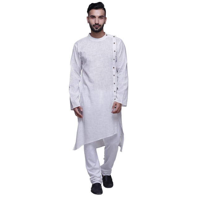 Atasi Solid Designer LongKurtaShirt Asymmetric Cut Full SleeveKurtaFor Men-XXXX-Large