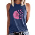 thumbnail image 2 of TIMIFIS Breast Cancer Ribbon Women's Racerback Tank Casual Sleeveless Printed Ladies Round Neck Blouses Tops T-ShirtFall/Winter, 2 of 5