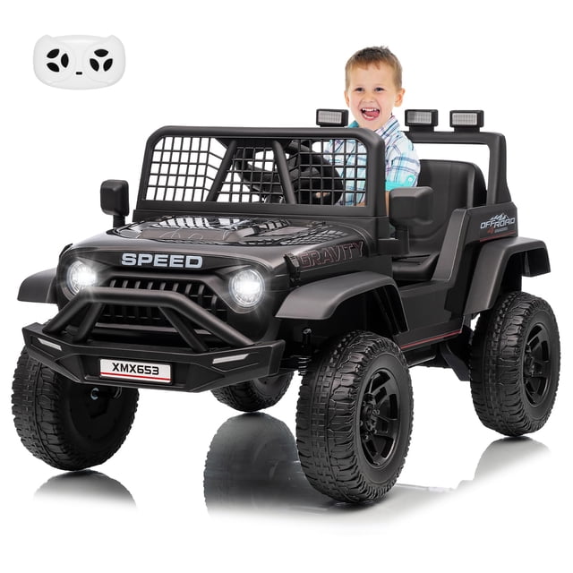 Ourlova Kids Electric Vehicles with Parent Remote Control, 3 Speeds, Max Speed 5 MPH, Spring Suspension, LED Lights, Music, Electric Ride-On Car