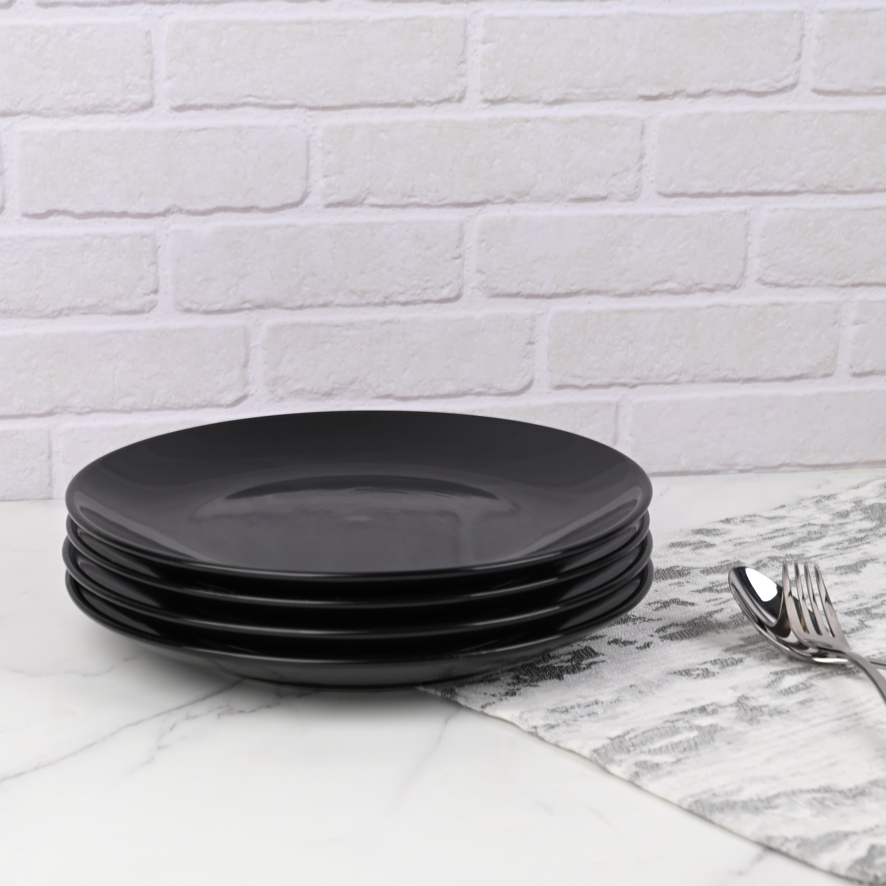 Assiette plate unie Mainstays, noir brillant