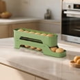 thumbnail image 3 of Vaidha Distributeur d'Oeufs pour Réfrigérateur à 2 Niveaux / Étagère de Rangement d'Oeufs Automatique à Roulettes / Plateau d'Oeufs Transparent Gain de Place pour l'Organisation de la Cuisine / Contient 24 Oeufs, 3 of 6
