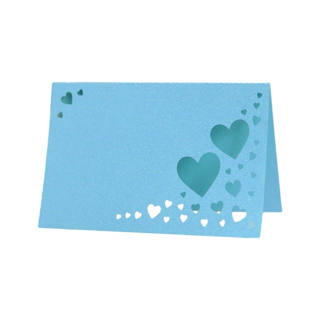 Youkk 50pieces Lasting Impression With Heart Hollowed Table Namecards Heart Hollow Name Place Card blue 1Set