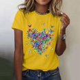 thumbnail image 2 of JIRNDf Hauts d'Été pour Femmes T-Shirts Tendance Décontractés Col Rond Manches Courtes Imprimés Stylés Confortables Mignons T-Shirts Graphiques pour Femmes Chemises Jaune TG, 2 of 4